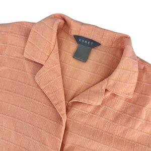 Koret Women's Shirt Coral Textured Button Front 3/4‎ Sleeve Medium